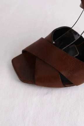Talons Saint Laurent Marron en Cuir