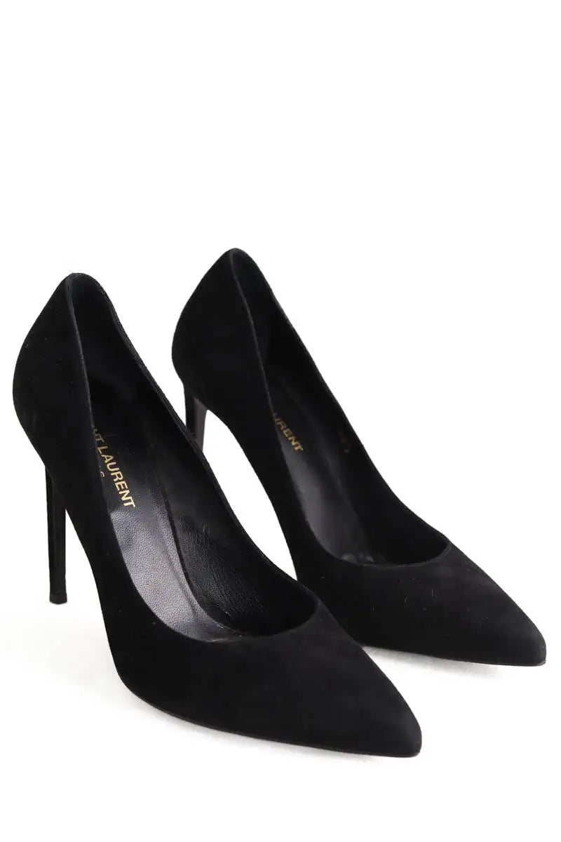 Talons Saint Laurent Noir en Daim