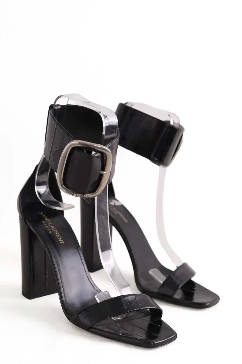 Talons Saint Laurent Opyum Noir en Cuir