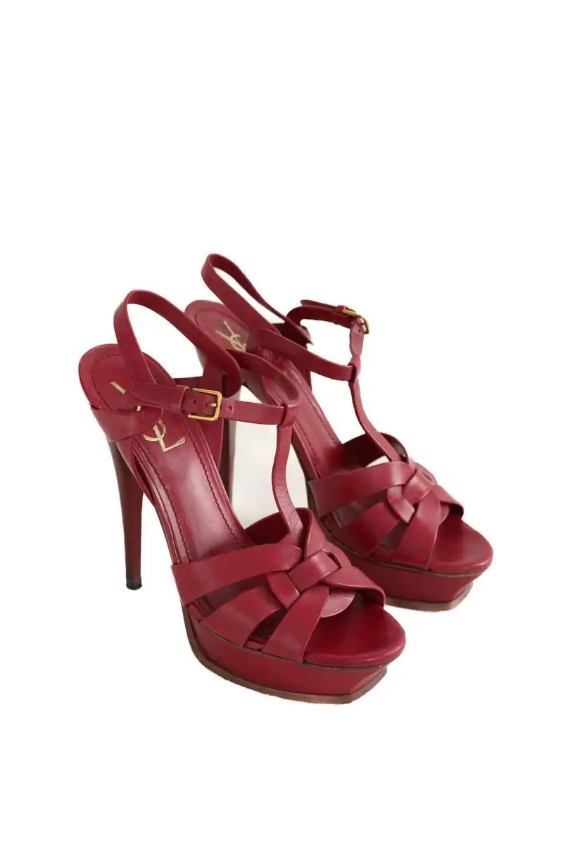 Talons Saint Laurent Tribute Bordeaux en Cuir
