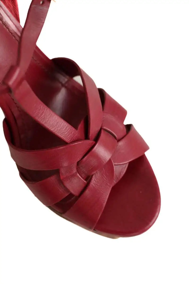 Talons Saint Laurent Tribute Bordeaux en Cuir