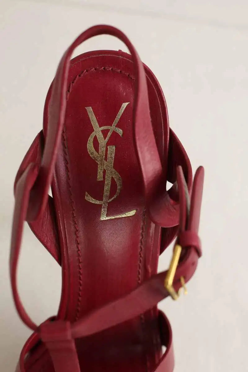 Talons Saint Laurent Tribute Bordeaux en Cuir
