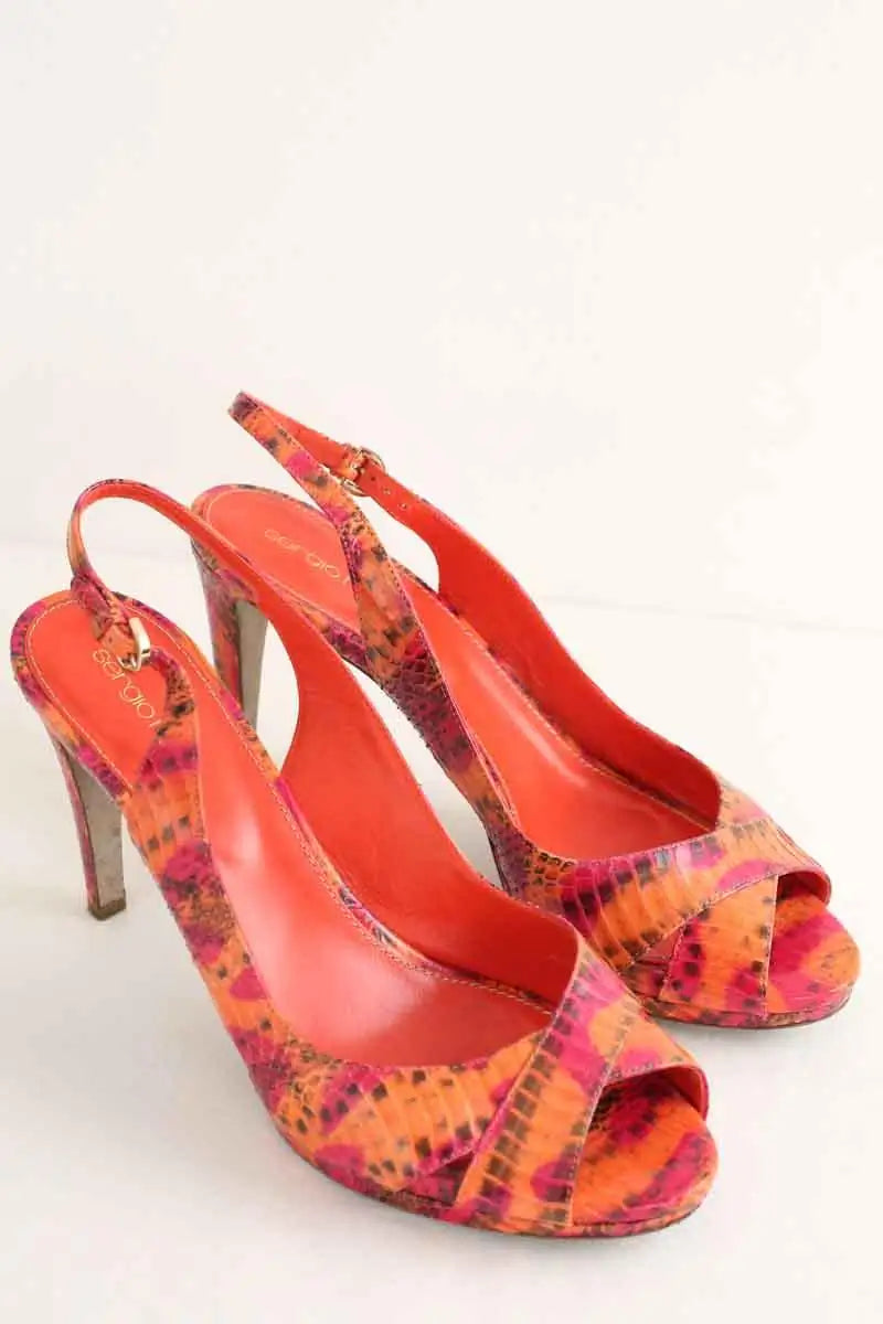 Talons Sergio Rossi Orange en Cuir