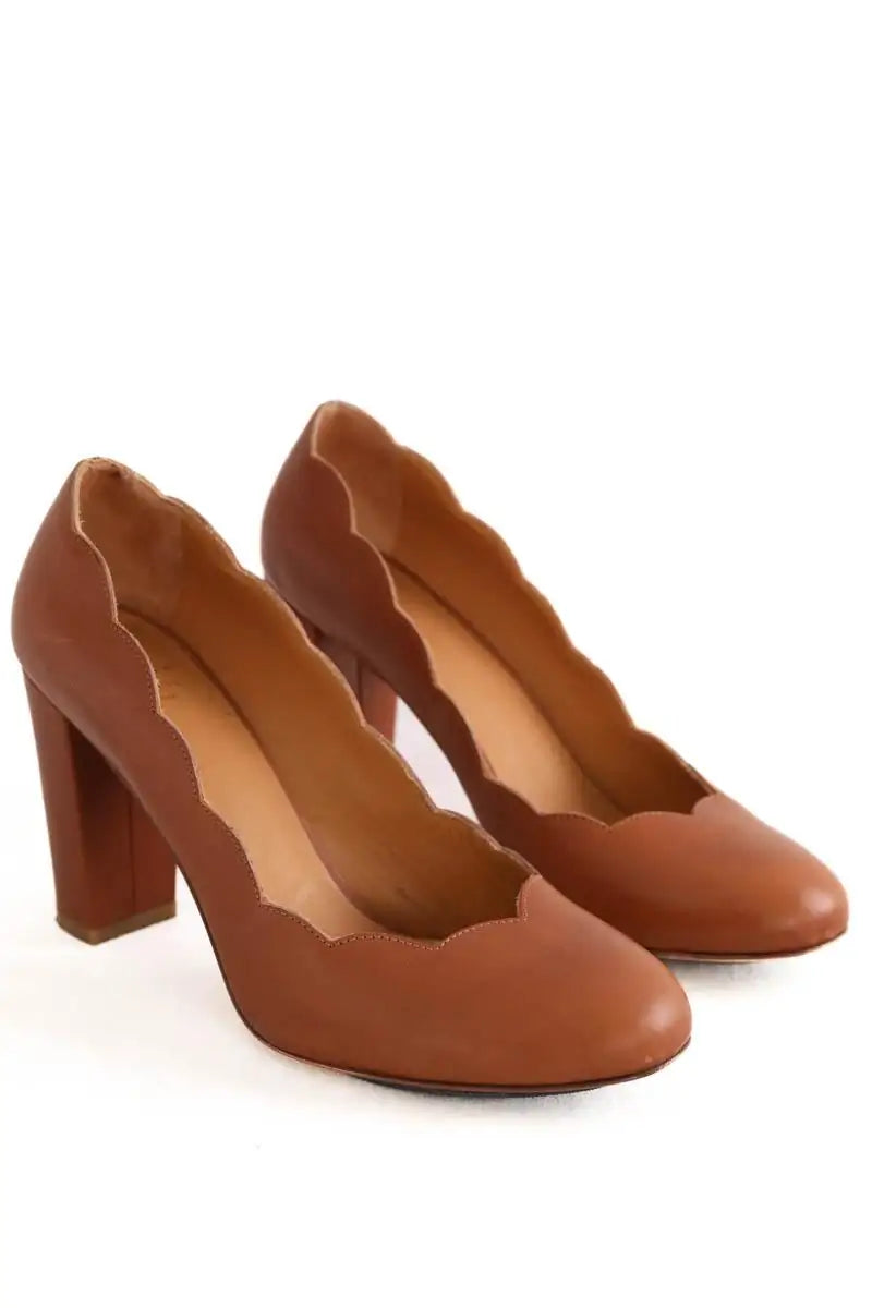 Talons Sézane Camel en Cuir