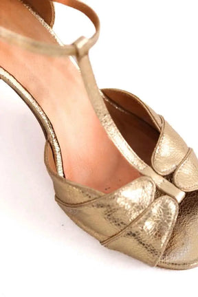 Talons Sézane Doré en Cuir