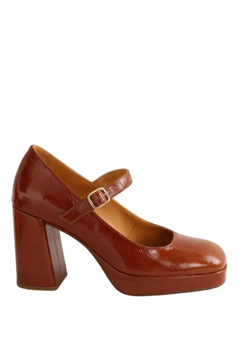 Talons Sézane Marron en Cuir verni, taille 38 - Seconde Main
