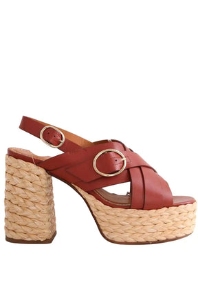 Talons Sézane Rouge en Cuir, taille 39 - Seconde Main