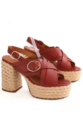 Talons Sézane Rouge en Cuir