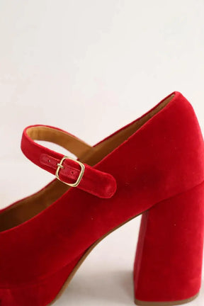 Talons Sézane Rouge en Velours