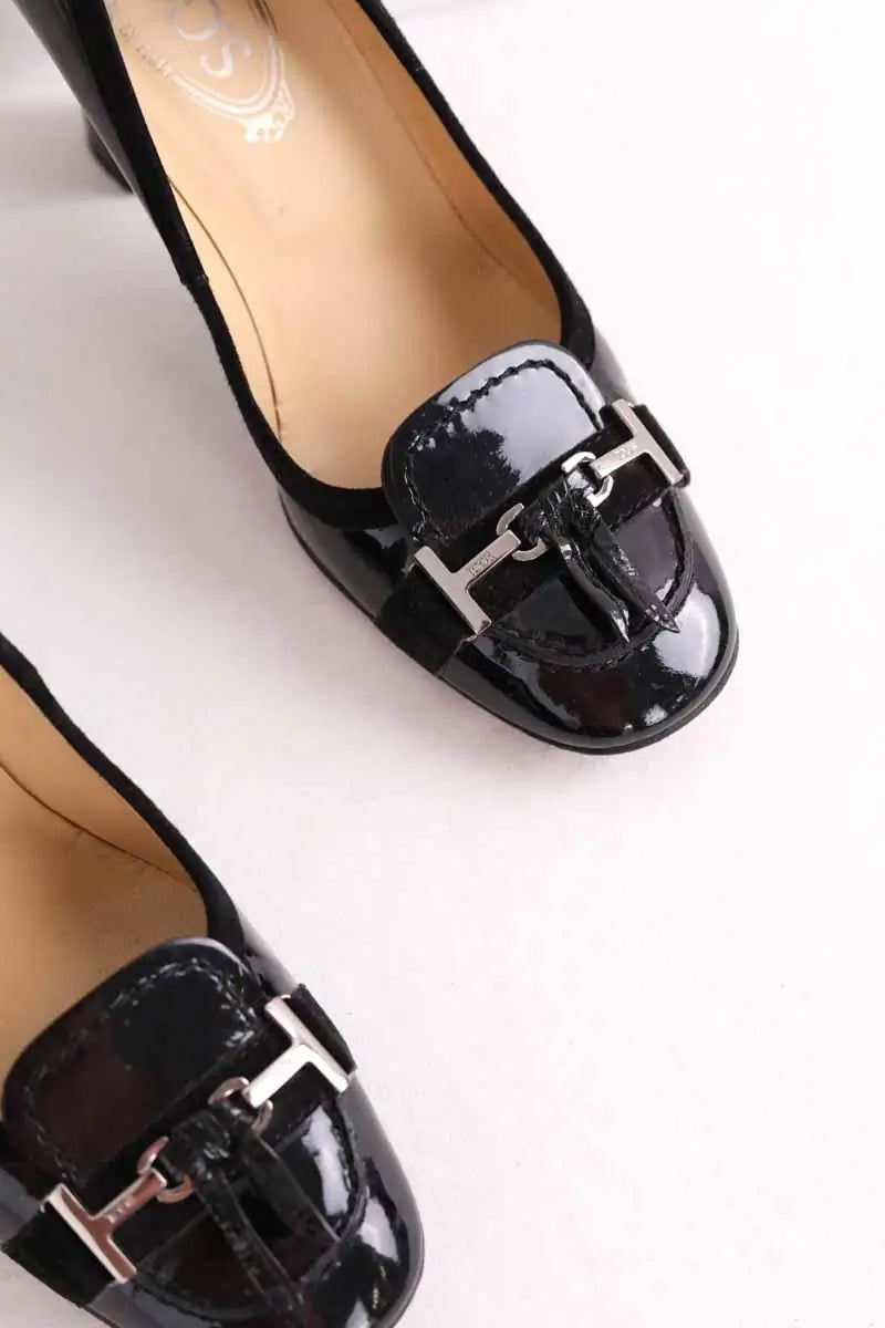 Talons Tod's Noir en Cuir verni