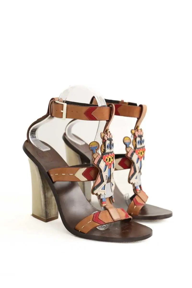Talons Tory Burch Marron en Cuir