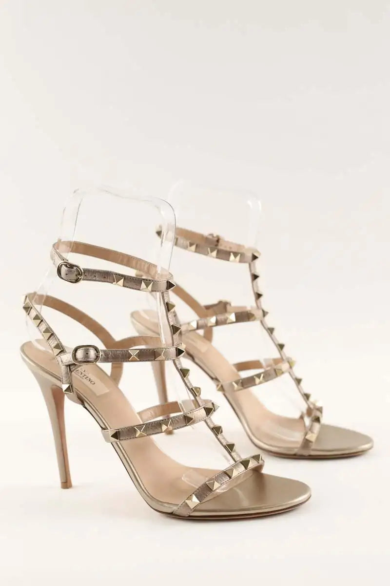 Talons Valentino Doré en Cuir