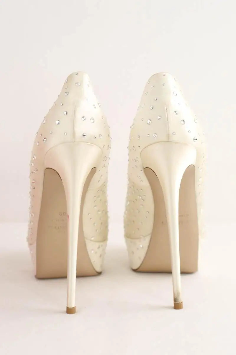 Talons Valentino Ecru en Tissu