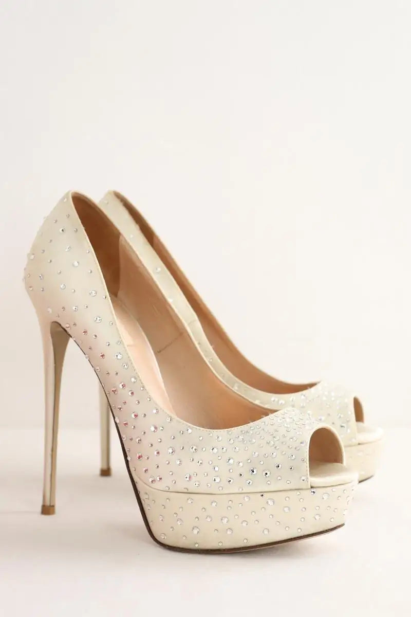 Talons Valentino Ecru en Tissu