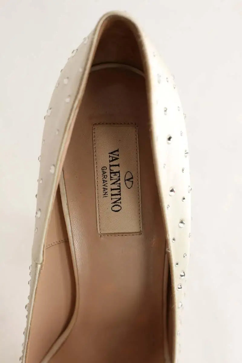 Talons Valentino Ecru en Tissu