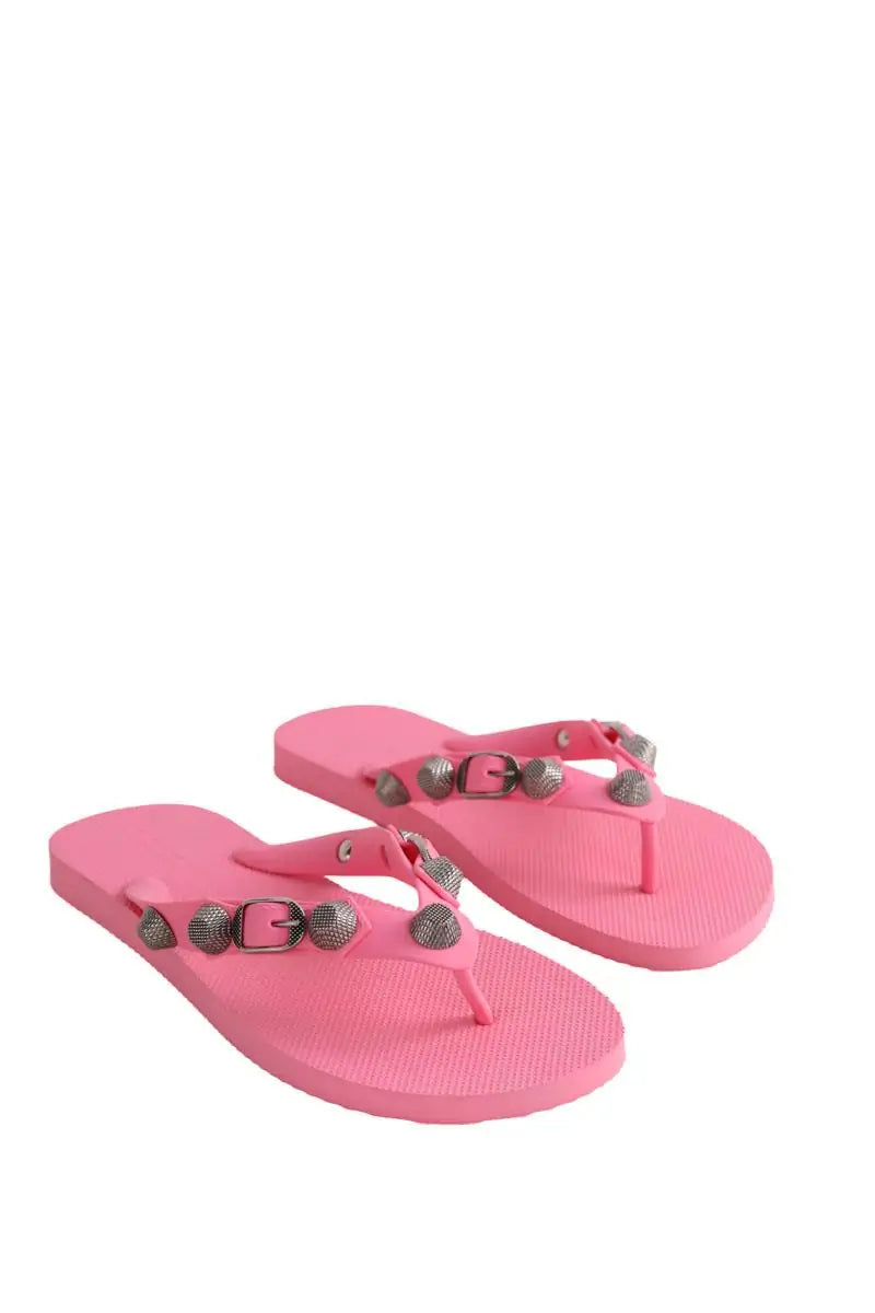Tongs Balenciaga Cagole Rose en Caoutchouc