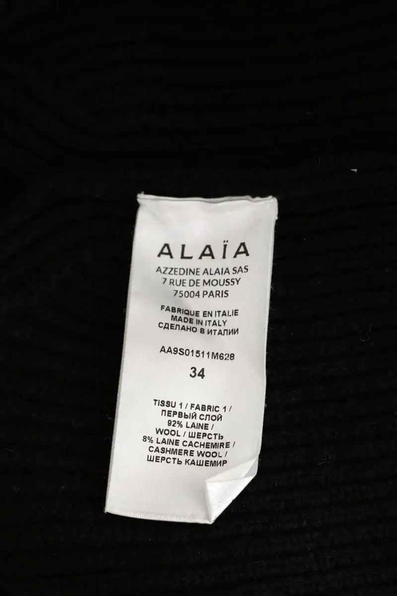 Top Alaïa Noir en Laine