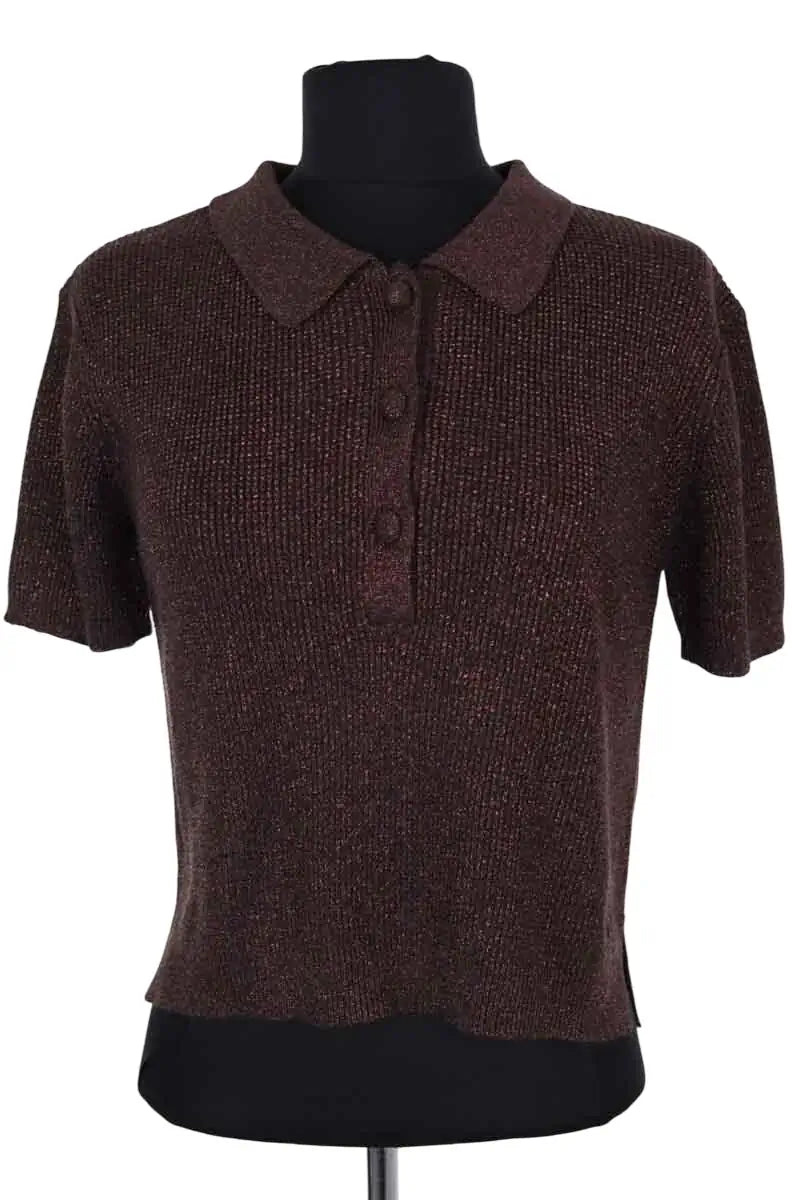 Top Alexandra Golovanoff Léa party brown gold Marron en Viscose, taille M - Seconde Main