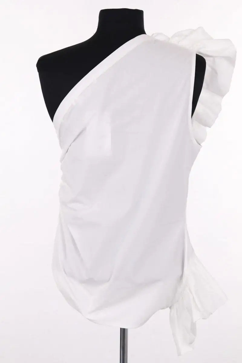 Top asymétrique Essentiel Antwerp Blanc en Coton