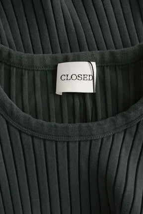 Top Closed Kaki en Coton