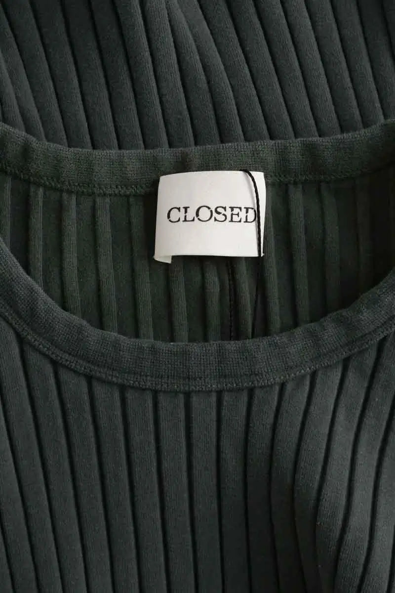 Top Closed Kaki en Coton