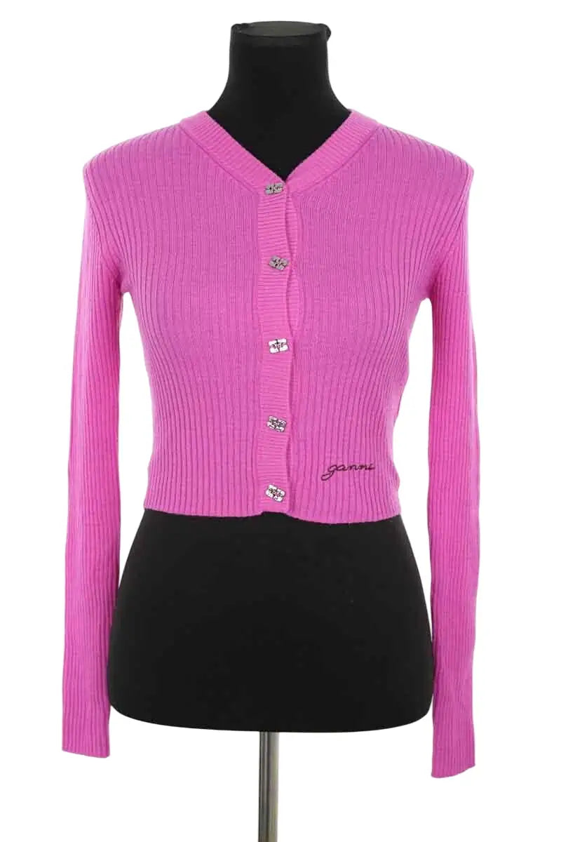 Top Ganni Rose en Laine, taille XS - Seconde Main
