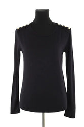 Top Maje Noir en Coton, taille L - Seconde Main