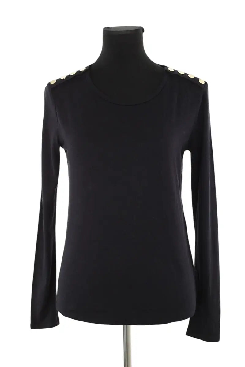 Top Maje Noir en Coton, taille L - Seconde Main