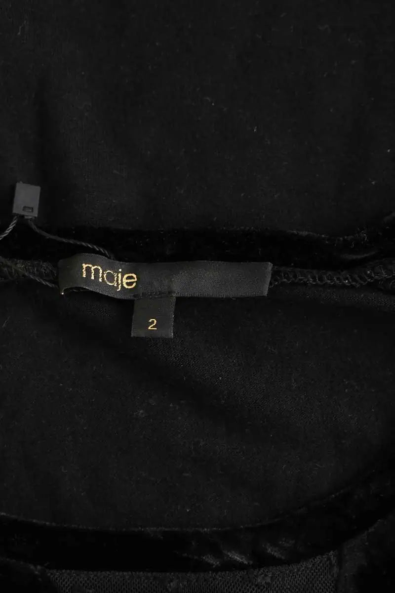 Top Maje Noir en Synthétique