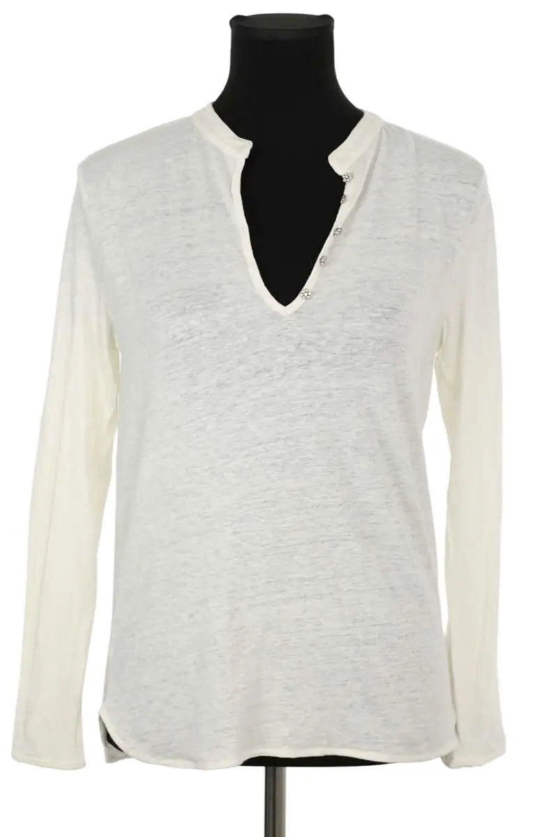 Top Majestic Filatures Blanc en Lin, taille S - Seconde Main