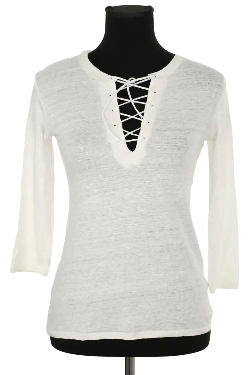 Top Majestic Filatures Blanc en Lin, taille S - Seconde Main