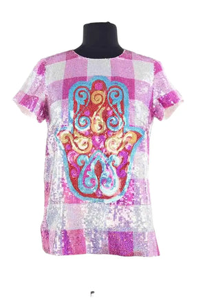 Top Manoush Rose en Paillettes, taille S - Seconde Main
