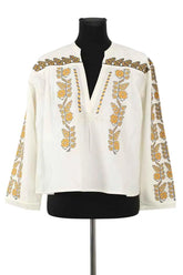 Top Sandro Blanc en Coton, taille M - Seconde Main