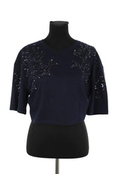 Top Sandro Bleu en Coton, taille L - Seconde Main