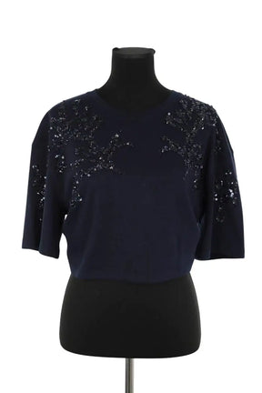 Top Sandro Bleu en Coton, taille L - Seconde Main