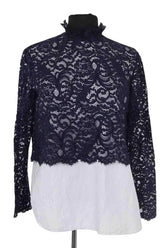 Top Sandro Bleu en Coton, taille L - Seconde Main
