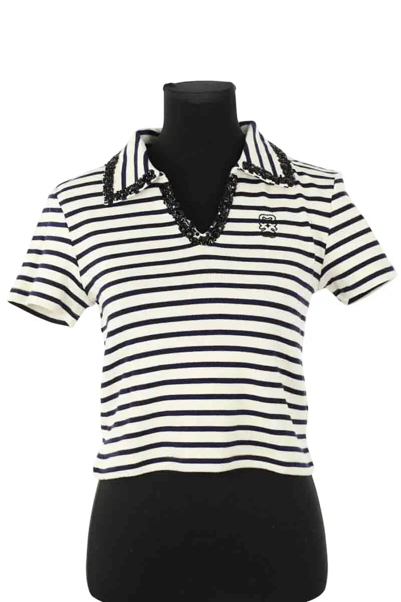 Top Sandro Marseille Blanc en Coton, taille M - Seconde Main