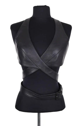 Top sans manche Alaïa Noir en Cuir, taille M - Seconde Main