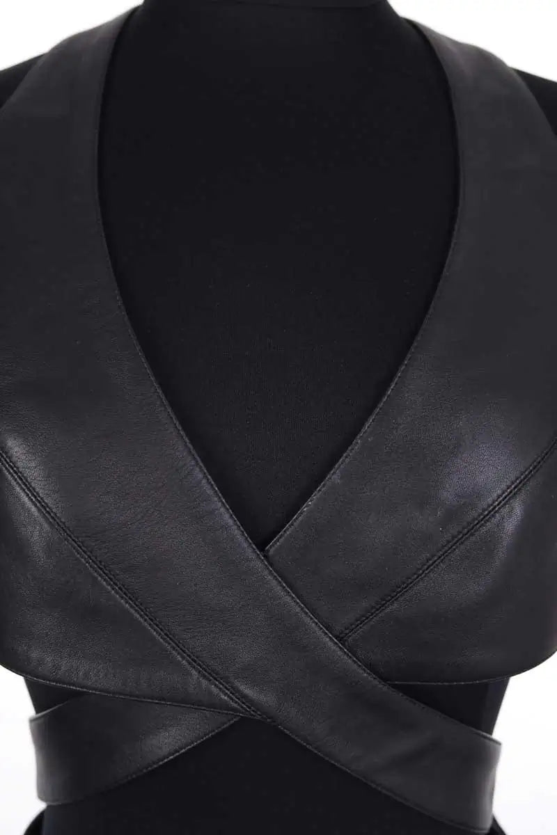 Top sans manche Alaïa Noir en Cuir