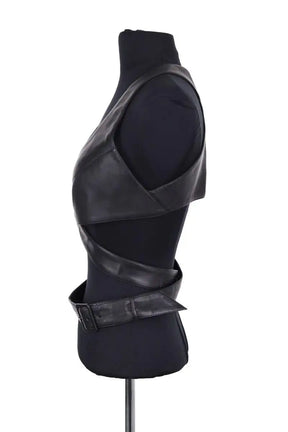 Top sans manche Alaïa Noir en Cuir