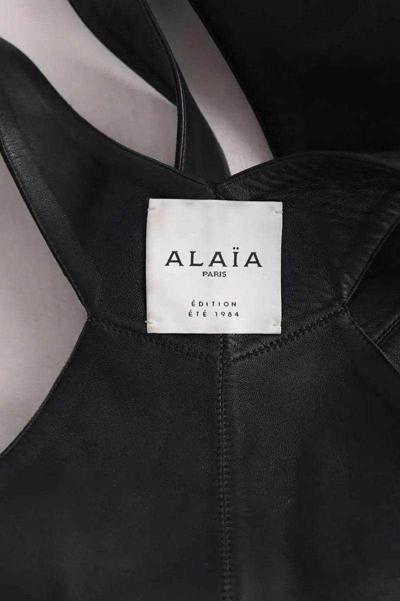Top sans manche Alaïa Noir en Cuir