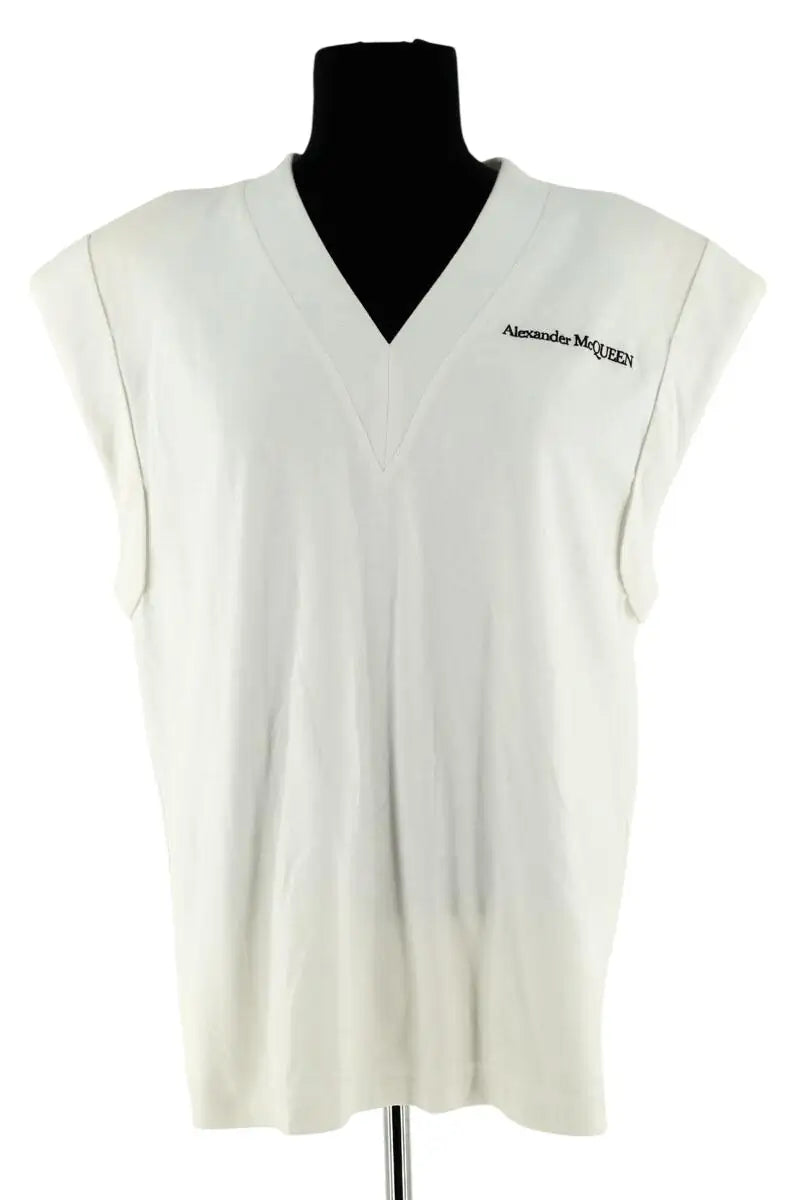 Top sans manche Alexander McQueen Blanc en Coton, taille L - Seconde Main