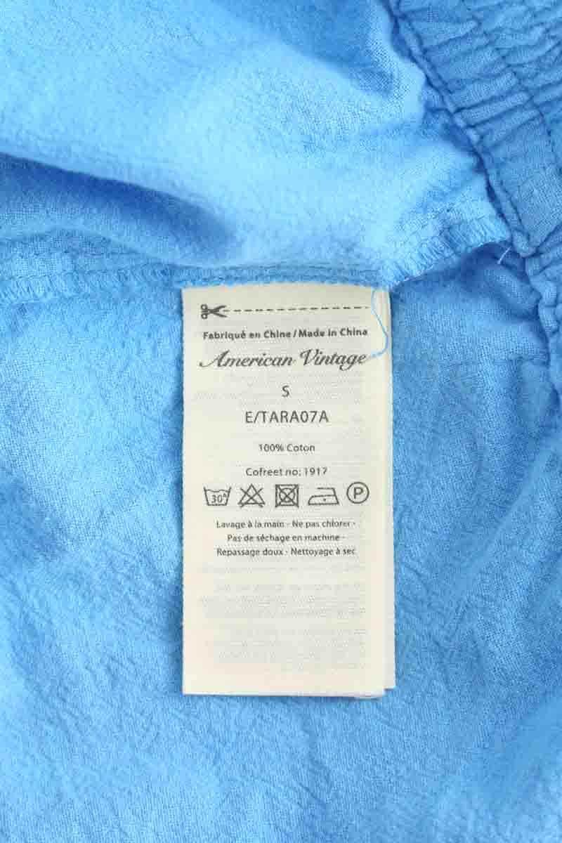Top sans manche American Vintage Bleu en Coton