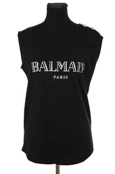 Top sans manche Balmain Noir en Coton, taille M - Seconde Main