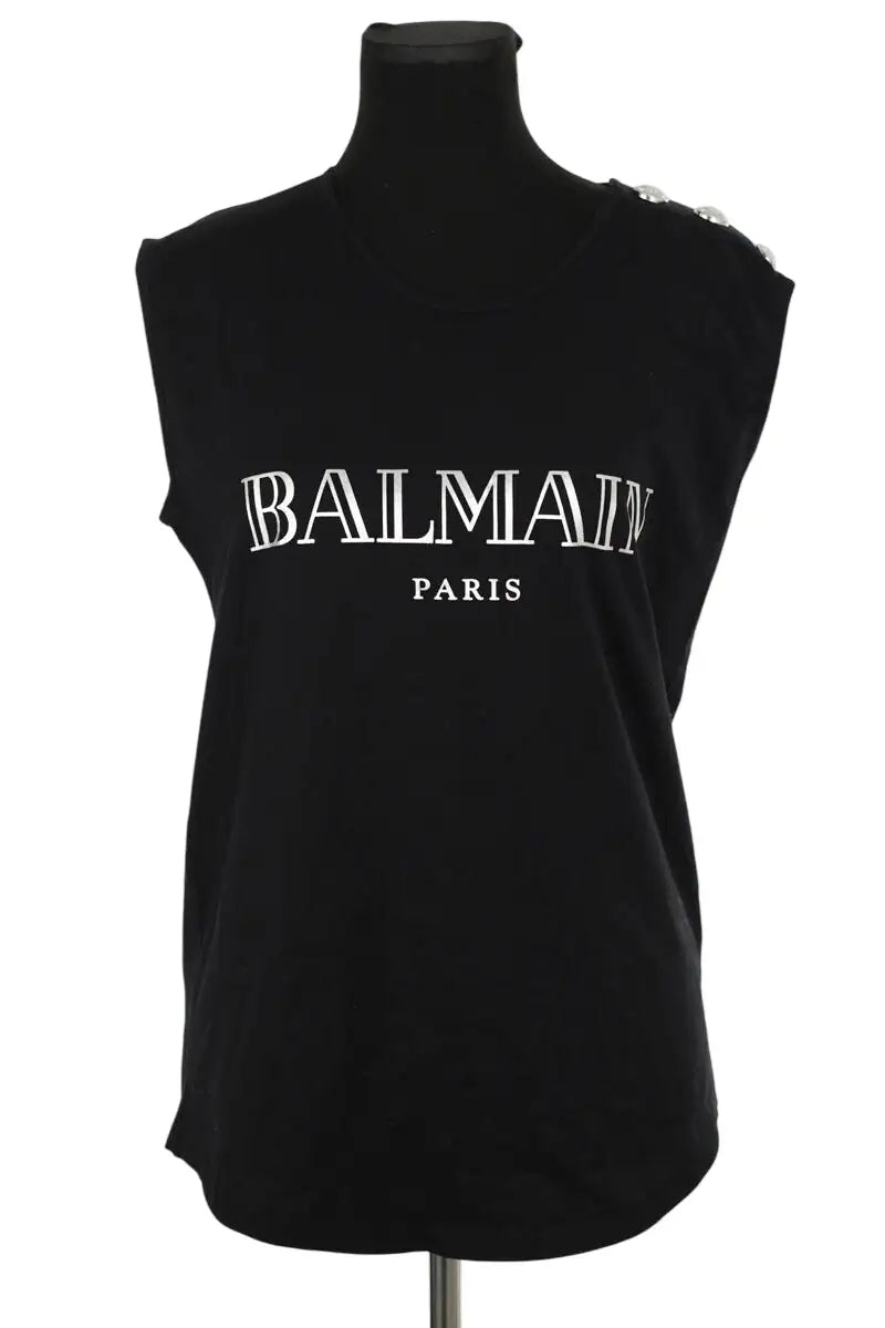 Top sans manche Balmain Noir en Coton, taille M - Seconde Main