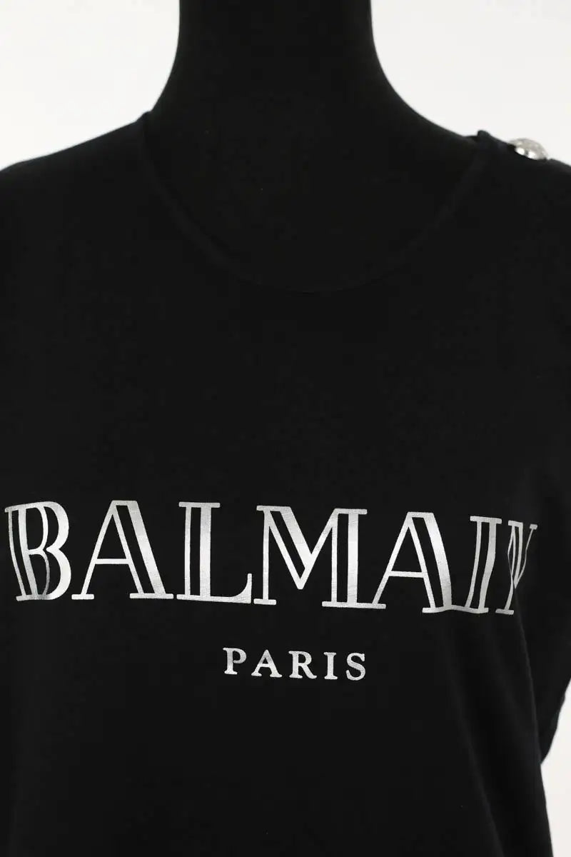 Top sans manche Balmain Noir en Coton