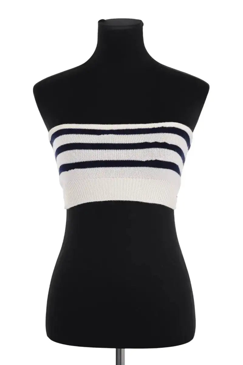 Top sans manche Barrie Ecru en Cachemire, taille S - Seconde Main