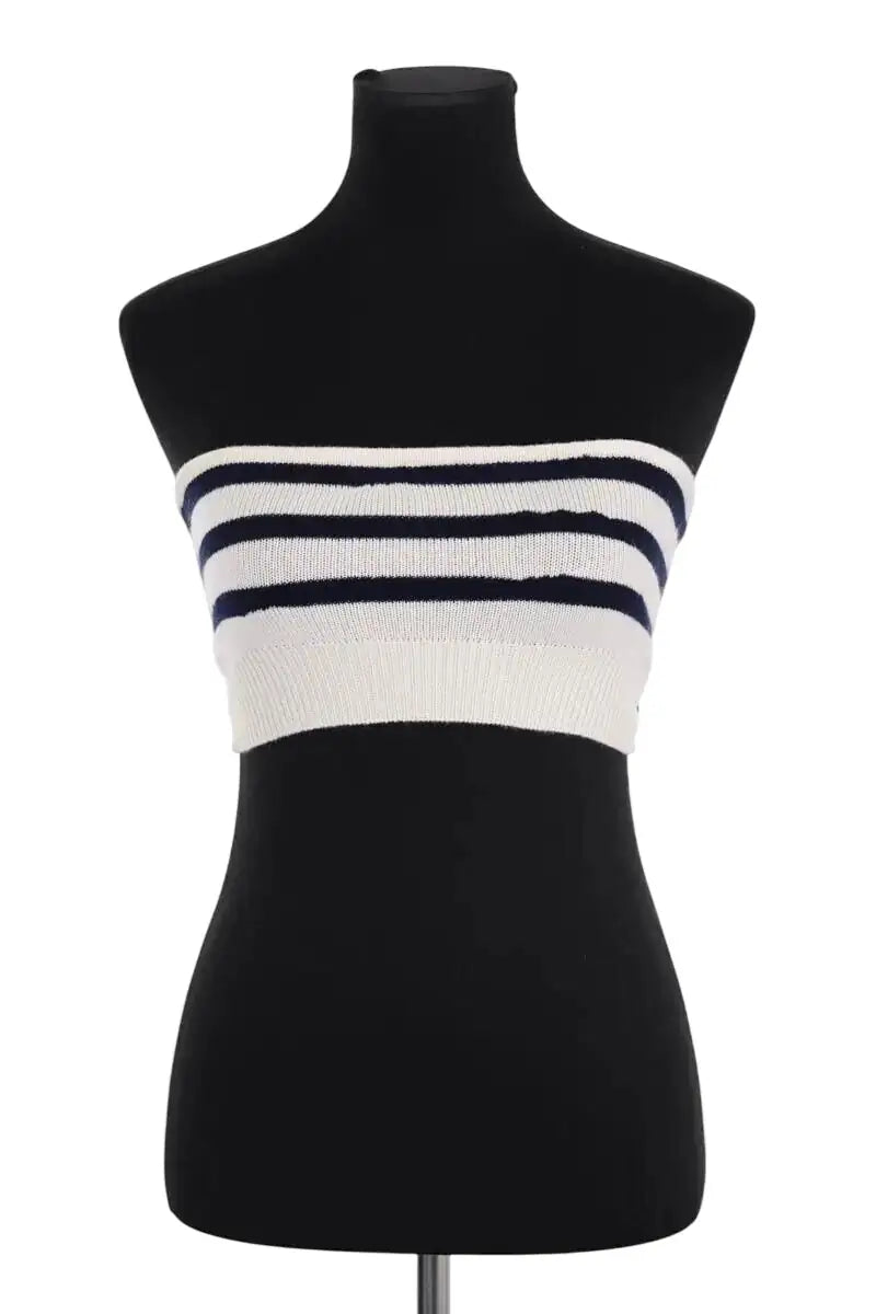 Top sans manche Barrie Ecru en Cachemire, taille S - Seconde Main