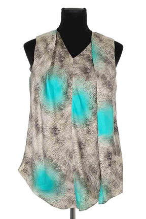 Top sans manche Carven Bleu en Soie, taille M - Seconde Main