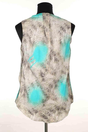 Top sans manche Carven Bleu en Soie
